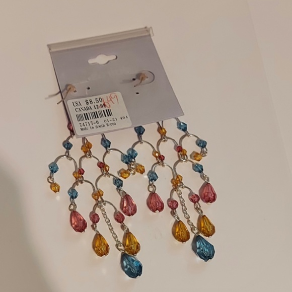 NWT Boho silver earrings with beads - Picture 4 of 4